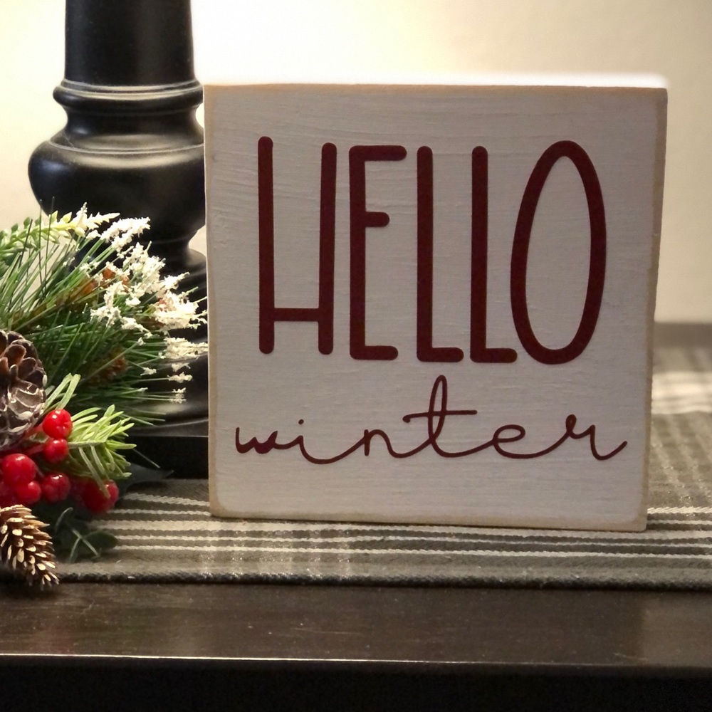 HELLO WINTER Chunky Wood Sign